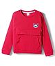Olio Kids Knitted Full Sleeves Winter T-Shirt With Kangaroo Pockets & Fox Embroidery Patch - Dark Red