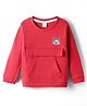 Olio Kids Knitted Full Sleeves Winter T-Shirt With Kangaroo Pockets & Fox Embroidery Patch - Red