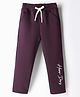Olio Kids Knit Full Length Fleece Pant with Text Print - Purple