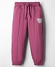 Olio Kids Looper Knit Full Length Track Pant with Text Print - Purple