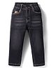 Olio Kids Denim Woven Full Length Solid Colour Jeans - Black