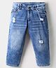 Olio Kids Denim Woven Full Length Distressed Jeans - Light Blue