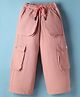 Olio Kids Cotton Woven Full Length Solid Color Trouser with Cargo Pocket - Peach
