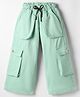 Olio Kids Cotton Woven Full Length Solid Color Trouser with Cargo Pocket - Sea Green