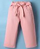 Olio Kids Cotton Woven Full Length Solid Coloured Trouser With Belt - Pink