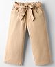Olio Kids Cotton Woven Full Length Solid Coloured Trouser With Belt - Khaki