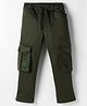 Olio Kids Cotton Woven Full Length Trouser With Cargo Pockets - Olive Green