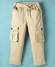 Olio Kids Cotton Woven Full Length Trouser With Cargo Pockets - Beige