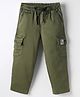 Olio Kids Cotton Woven Full Length Trouser With Cargo Pockets & Patch - Olive Green
