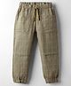 Olio Kids Cotton Woven Full Length Solid Color Trouser - Light Brown