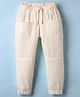 Olio Kids Cotton Woven Full Length Solid Color Trouser - Off White