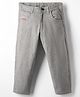 Olio Kids Cotton Woven Full Length Solid Color Trouser - Grey