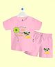 The Peppy Tend 100% Cotton Knit Raksha Bandhan Theme Half Sleeves My First Rakhi Text Printed Tee & Coordinating Shorts Set - Pink