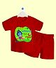 The Peppy Tend 100% Cotton Knit Janmashtami Theme Half Sleeves Little Kanha On First Janmashtami Text Printed Tee & Shorts Set - Red