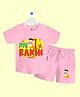 The Peppy Tend 100% Cotton Knit Raksha Bandhan Theme Half Sleeves My 1st Rakhi Text Printed Tee & Shorts Set - Pink