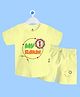 The Peppy Tend 100% Cotton Knit Raksha Bandhan Theme Half Sleeves My 1st Rakhi Text Printed Tee & Shorts Set - Yellow