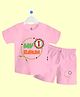 The Peppy Tend 100% Cotton Knit Raksha Bandhan Theme Half Sleeves My 1st Rakhi Text Printed Tee & Shorts Set - Pink