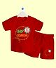 The Peppy Tend 100% Cotton Knit Raksha Bandhan Theme Half Sleeves My 1st Rakhi Text Printed Tee & Shorts Set - Red