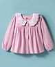Babyhug Cotton Lycra Knit Full Sleeves Top with Floral Embroidery - Pink