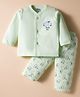 Tango Interlock Knit Full Sleeves Night Suit with Bear Print - Light Green