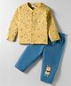 Tango Interlock Knit Full Sleeves Night Suit with Lion Print - Mustard