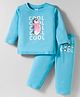 Tango Interlock Knit Full Sleeves T-Shirt & Jogger Set with Cool Text Print - Light Blue