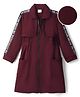 Hola Bonita Knit Full Sleeves Front Open Collar Neck Solid Color Dress with Future Dream Text Print - Maroon