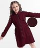 Hola Bonita Knit Full Sleeves Front Open Collar Neck Solid Color Dress with Future Dream Text Print - Maroon
