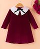 Mark & Mia Full Sleeves Solid Winter Frock With Bow Applique - Maroon