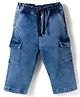 Bonfino Cotton Woven Full Length Washed Cargo Jeans With Pockets - Blue