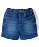 Bonfino Cotton Woven Knee Length Washed Denim Shorts with Pocket Detail - Blue