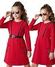 Hola Bonita Knit Full Sleeves Frock With Belt - Red