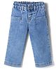 Bonfino Woven Full Length Wide Leg Washed Jeans - Light Blue