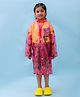 M'andy Full Sleeves Butterflies Printed Hooded Raincoat - Pink