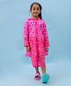 M'andy Full Sleeves Unicorns Printed Hooded Raincoat - Magenta
