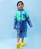 M'andy Full Sleeves Butterflies Printed Hooded Raincoat - Blue