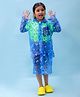 M'andy Full Sleeves Unicorns Printed Hooded Raincoat - Sky Blue