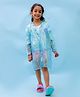 M'andy Full Sleeves Bicycles Printed Hooded Raincoat - Blue