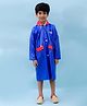 M'andy Full Sleeves Colour Blocked Hooded Raincoat - Navy Blue