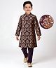 EARTHY TOUCH Single Jersey Knit Full Sleeves Kurta Pyjama Set with Floral Print - Dark Purple