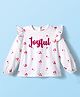 Babyhug 100% Cotton Knit Full Top with Tropical Print & Joyfull Text Print - White