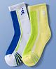 Pine Active Cotton Lycra Knit Terry Breathable Calf Length Athletic Socks Pack of 2 - White & Yellow