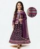 EARTHY TOUCH Single Jersey Knit Full Sleeves Choli Lehenga Set with Dupatta & Jacket Floral Print & Lace Detailing - Purple