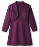 Hola Bonita Knitted Sweater Dress & Full Sleeves Woollen Shrug With Cable Knit Design - Plum