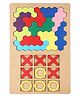 Poptop Wooden Hexagon Puzzle & Classic Tic Tac Toe Game - Montessori Educational Toy for Kids, Creative Shape Pattern Block, Two-in-One Early Learning Toy