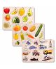 Poptop Kids Colorful Wooden Puzzle Set Featuring 3D Fruits,vegetable  and transportation Educational Board for Kids | Montessori GiftFruits,vegetable  and transportation)