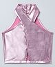 Taffykids Knit Sleeveless Metallic Designed Crop Top - Pink