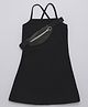 Taffykids Knit Sleeveless Solid Dress With Bag - Black & Olive