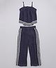 Taffykids Linen Woven Sleeveless Lace Detailed Coordinating Top & Pant Set - Navy Blue