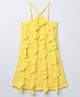 Taffykids Georgette Woven Sleeveless Ruffle Detailed Dress - Yellow